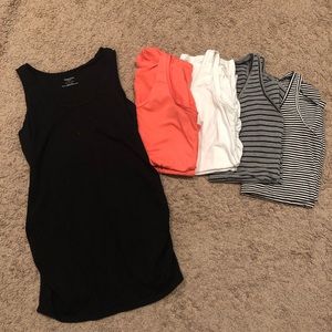 Motherhood Maternity side runched tanks -lot of 5 size XS